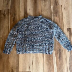 Free People Chunky Textured Knit Sweater Size S Blue Gray Oversized